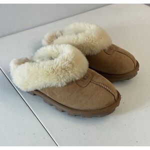 UGG Coquette Austratia Slippers Women's Size 7 Brown Suede Slip On Lounge Comfy